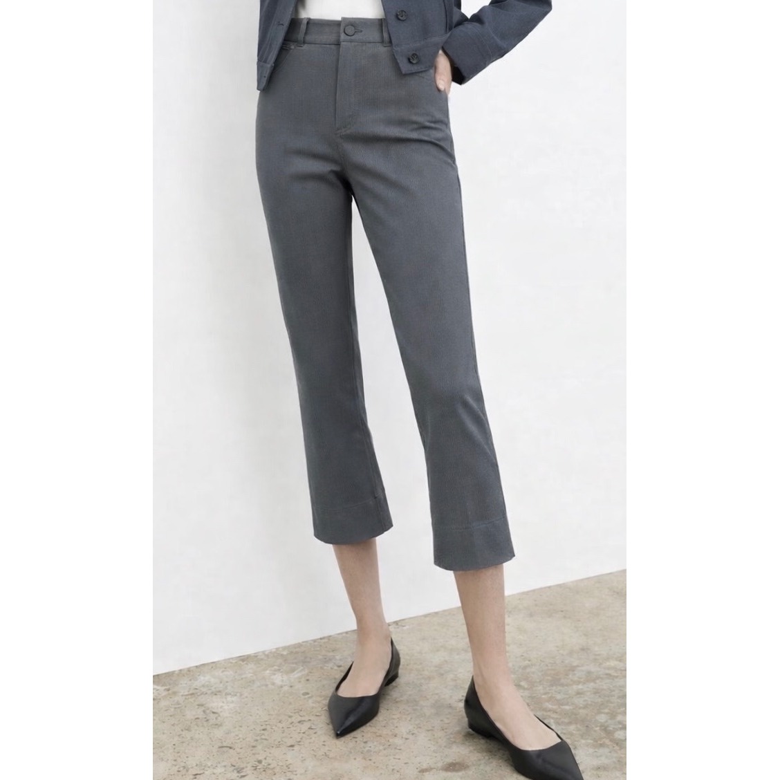 Mm Lafleur Archie Jean Bootcut Crop Pants Gray Size 6 Office Stretch Business